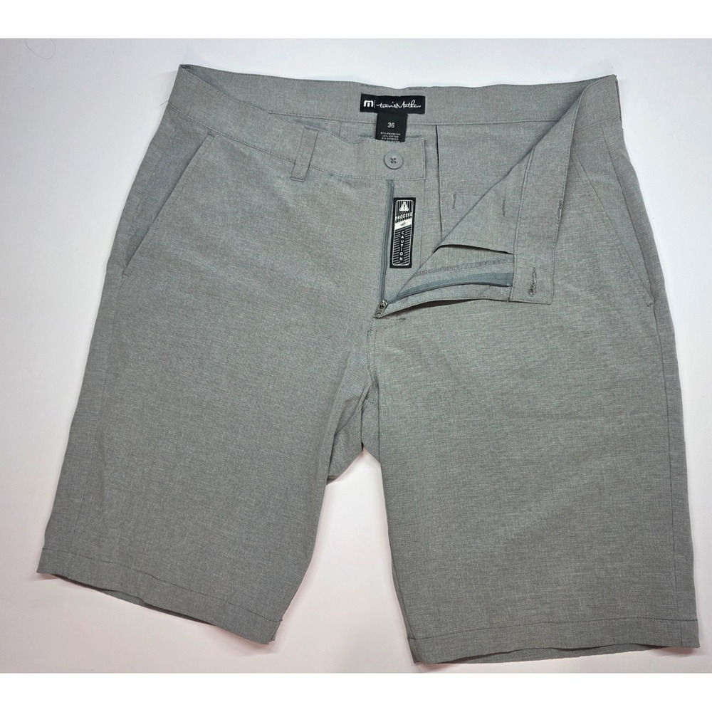 TravisMathew Beck Golf Shorts Mens 36 Grey Heather Performance Stretch Casual